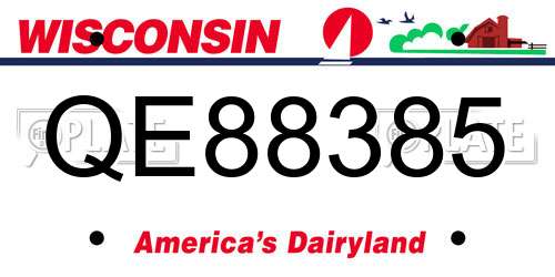QE88385 Wisconsin License Plate