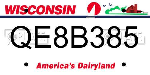 QE8B385 Wisconsin License Plate