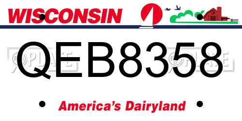 QEB8358 Wisconsin License Plate
