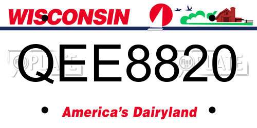 QEE8820 Wisconsin License Plate