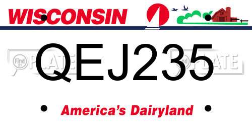QEJ235 Wisconsin License Plate