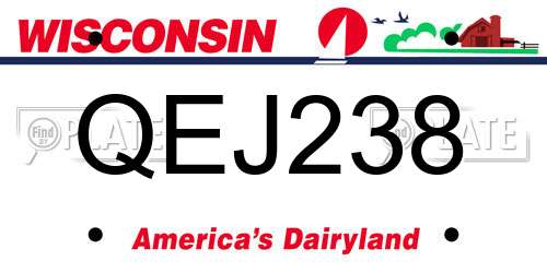 QEJ238 Wisconsin License Plate