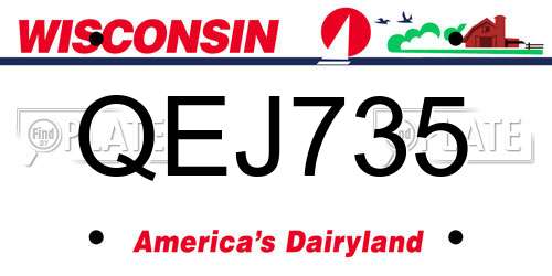 QEJ735 Wisconsin License Plate