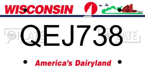 QEJ738 Wisconsin License Plate