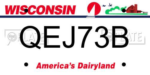 QEJ73B Wisconsin License Plate