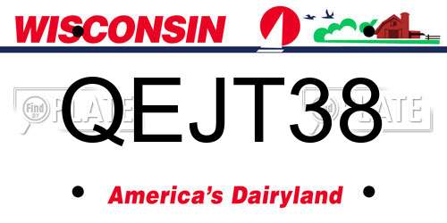 QEJT38 Wisconsin License Plate