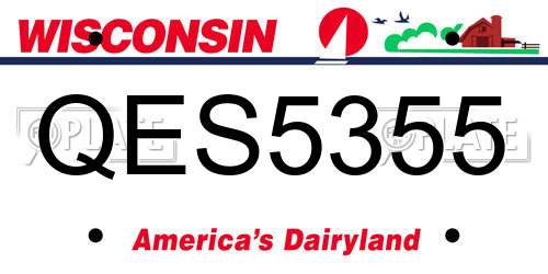 QES5355 Wisconsin License Plate