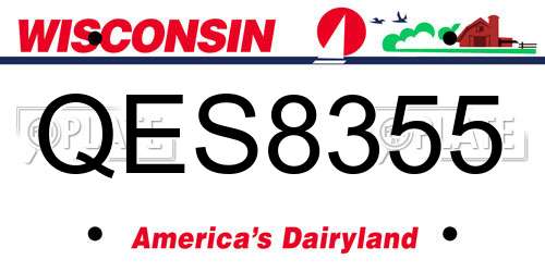 QES8355 Wisconsin License Plate