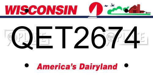 QET2674 Wisconsin License Plate