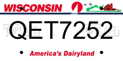 QET7252 Wisconsin License Plate