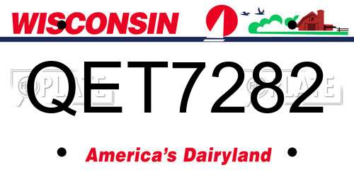 QET7282 Wisconsin License Plate