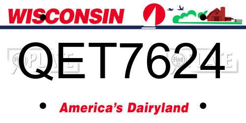 QET7624 Wisconsin License Plate