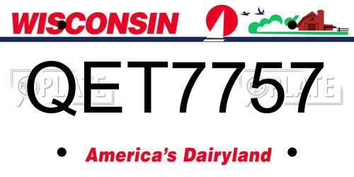 QET7757 Wisconsin License Plate