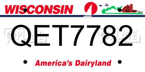 QET7782 Wisconsin License Plate