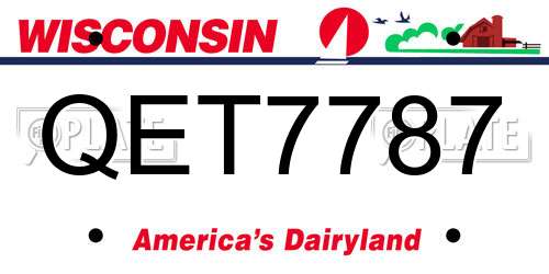 QET7787 Wisconsin License Plate