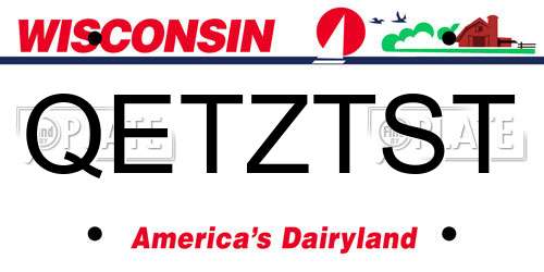 QETZTST Wisconsin License Plate