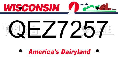 QEZ7257 Wisconsin License Plate