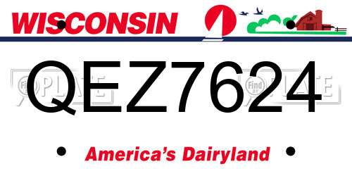 QEZ7624 Wisconsin License Plate