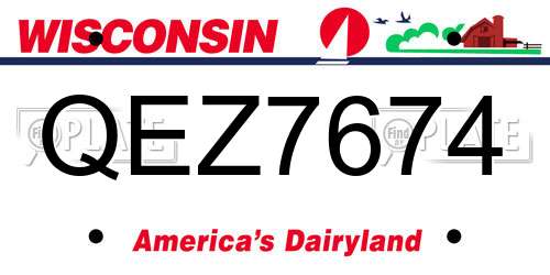 QEZ7674 Wisconsin License Plate