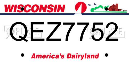 QEZ7752 Wisconsin License Plate