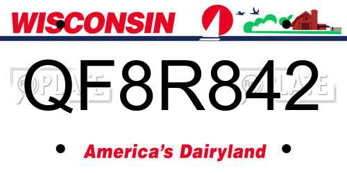QF8R842 Wisconsin License Plate