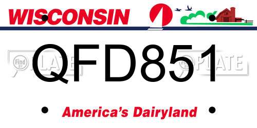 QFD851 Wisconsin License Plate