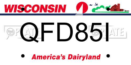 QFD85I Wisconsin License Plate