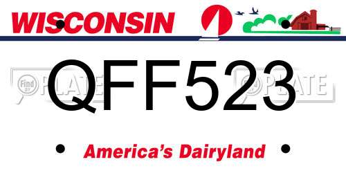 QFF523 Wisconsin License Plate