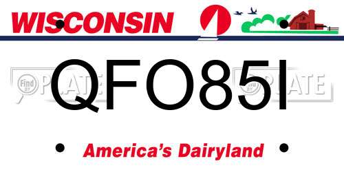 QFO85I Wisconsin License Plate