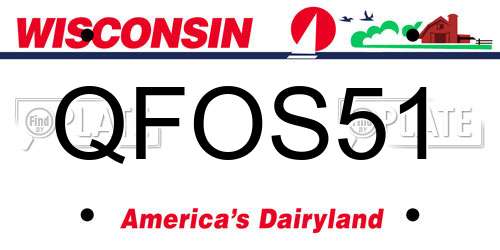 QFOS51 Wisconsin License Plate