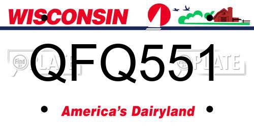QFQ551 Wisconsin License Plate