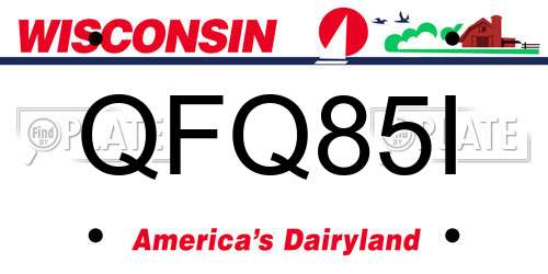 QFQ85I Wisconsin License Plate
