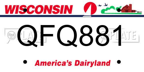 QFQ881 Wisconsin License Plate
