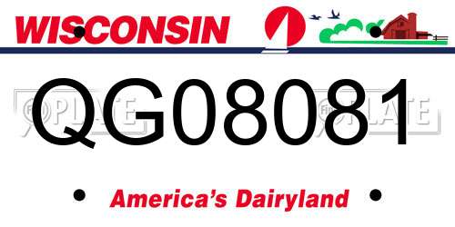 QG08081 Wisconsin License Plate