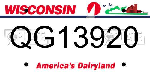 QG13920 Wisconsin License Plate
