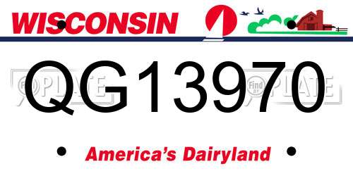 QG13970 Wisconsin License Plate