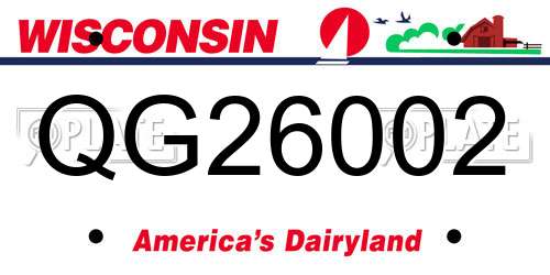 QG26002 Wisconsin License Plate