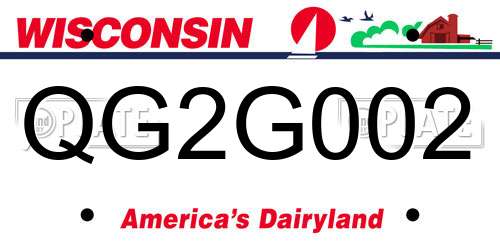QG2G002 Wisconsin License Plate