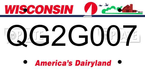 QG2G007 Wisconsin License Plate