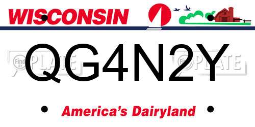 QG4N2Y Wisconsin License Plate