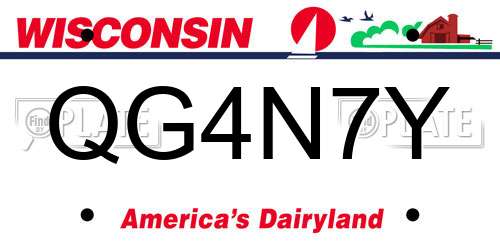 QG4N7Y Wisconsin License Plate