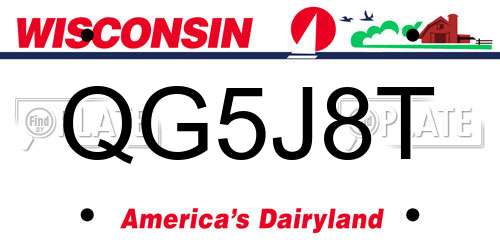 QG5J8T Wisconsin License Plate