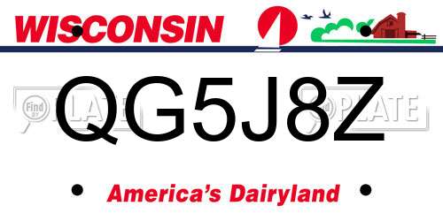 QG5J8Z Wisconsin License Plate