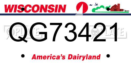QG73421 Wisconsin License Plate