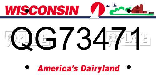 QG73471 Wisconsin License Plate