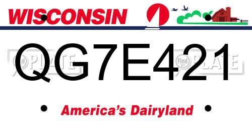 QG7E421 Wisconsin License Plate