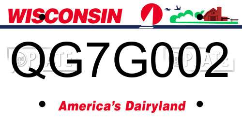 QG7G002 Wisconsin License Plate