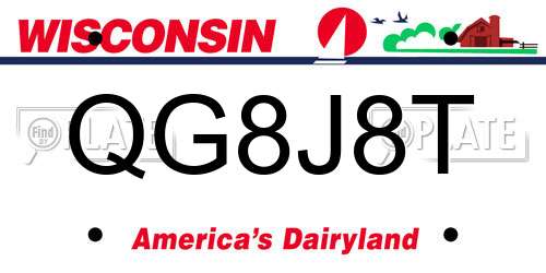 QG8J8T Wisconsin License Plate