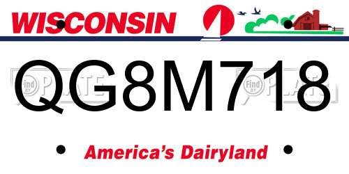QG8M718 Wisconsin License Plate