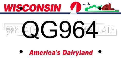 QG964 Wisconsin License Plate